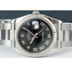 Replica Rolex datejust watch black sunburst roman dial_th.jpg